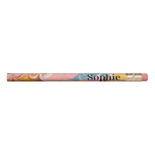 Colorful Artsy Abstract Marble Swirl Design Pencil