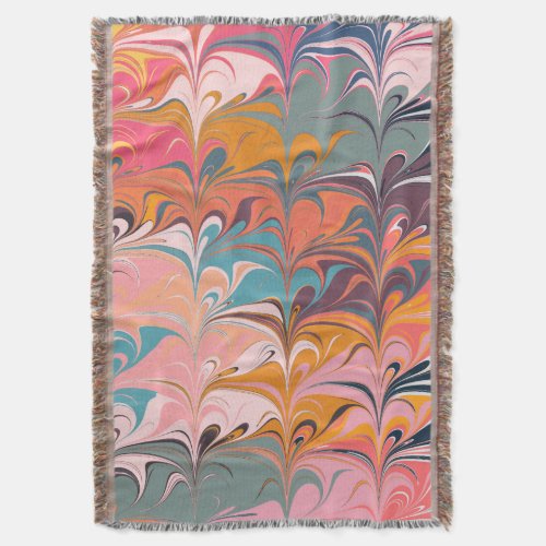Colorful Artsy Abstract Marble Swirl Design Throw Blanket