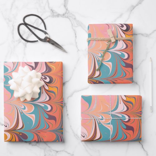 Colorful Artsy Abstract Marble Swirl Design  Wrapping Paper Sheets