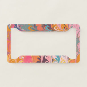 Colorful Artsy Abstract Marble Swirl License Plate License Plate Frame