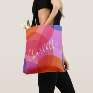 Colorful Artsy Abstract Shapes Personalized Name Tote Bag