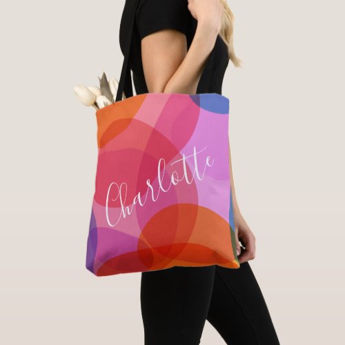 Colorful Artsy Abstract Shapes Personalized Name  Tote Bag