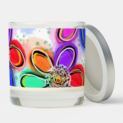 Colorful Artsy Flower Petals Scented Candle