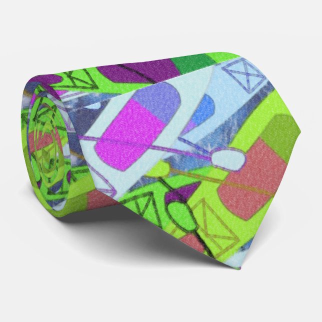 Colorful Artsy Kayaks Neck Tie (Rolled)