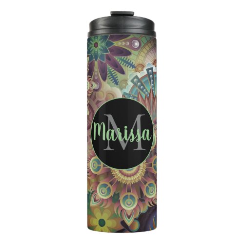 Colorful Artsy Mandalas Monogram Thermal Tumbler