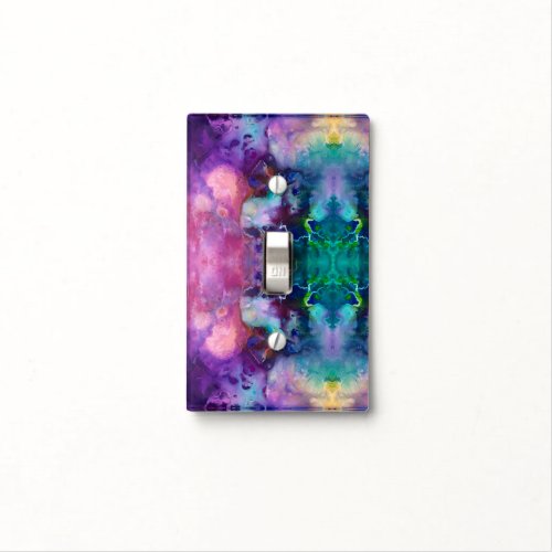 Colorful artsy pink purple green yellow blue light switch cover
