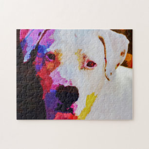 Colorful Artsy Pit Bull Dog Art Puzzle