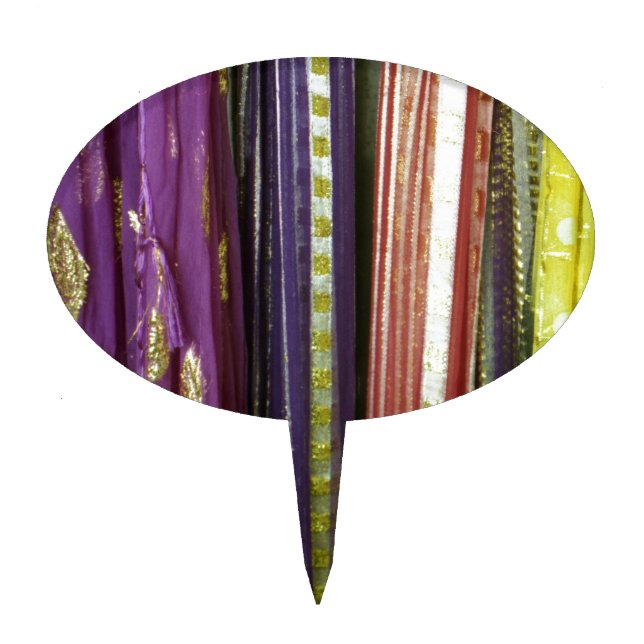 Colorful Asian Scarves Cake Topper (Front)