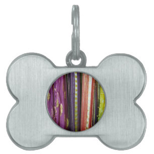 Colorful Asian Scarves Pet Name Tag