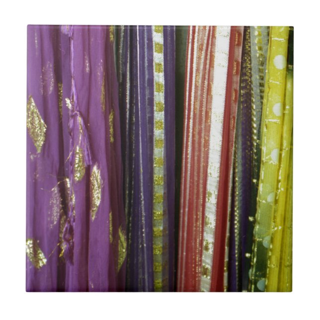 Colorful Asian Scarves Tile (Front)