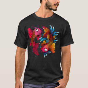 Colorful Asian Style Yin Yang Koi Fish t shirt