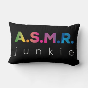 Colorful ASMR Junkie Black and White Lumbar Pillow