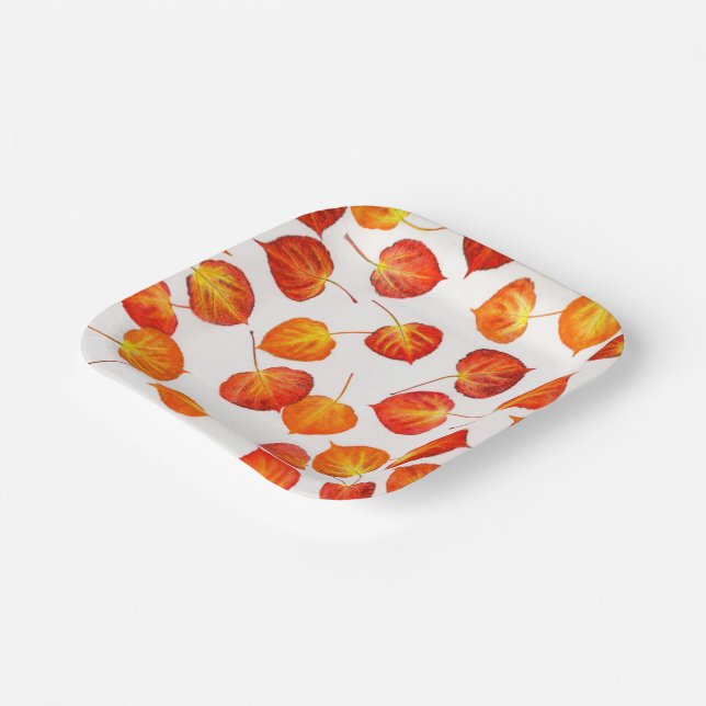 Colorful Aspen Autumn Leaves  Paper Plates (Angled)