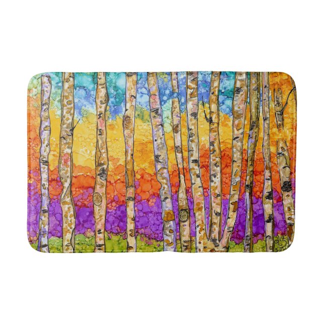 Colorful Aspen Trees Bath Mat (Front)