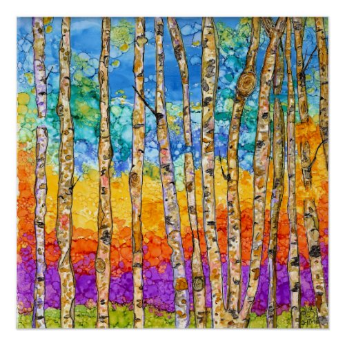 Colorful Aspen Trees Poster _  20 x 20