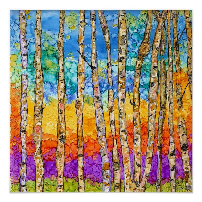 Colorful Aspen Trees Poster -  20" x 20" (Front)