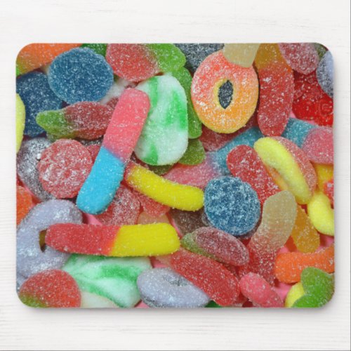 Colorful assorted chewy candy mouse pad