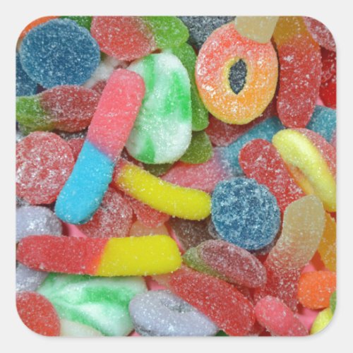 Colorful assorted chewy candy square sticker