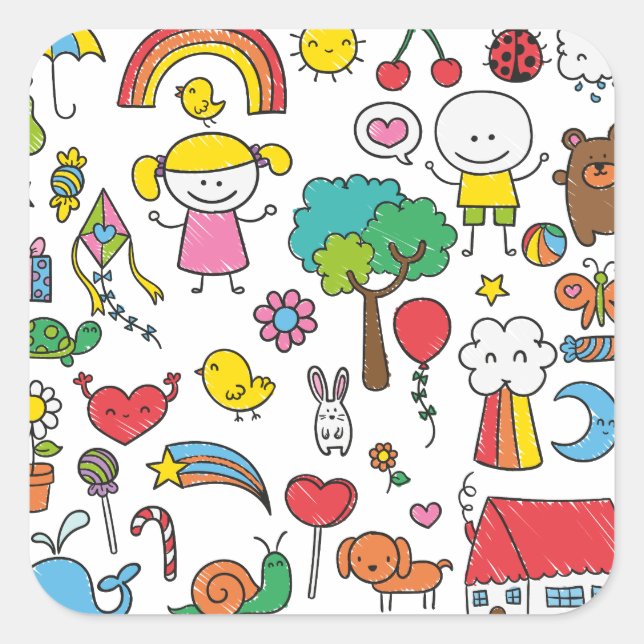 Colorful Assorted Children's Drawing Sticker Seal (Front)