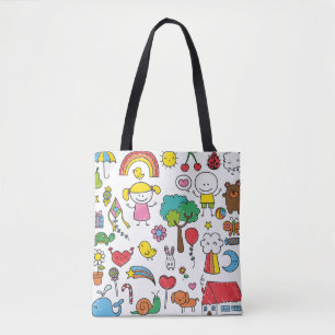 Colorful Assorted Children's Drawing Tote Bag