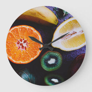 Colorful Assorted Fruits Large Clock