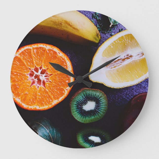 Colorful Assorted Fruits Large Clock (Front)