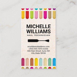 Colorful Assorted Nails Nail Polish Brush Business Card