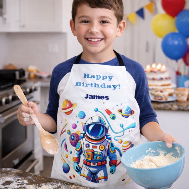 Colorful Astronaut and Univers in Bold Colors Apron (Creator Uploaded)