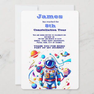 Colorful Astronaut and Univers in Bold Colors Invitation