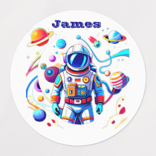 Colorful Astronaut and Univers in Bold Colors Labels
