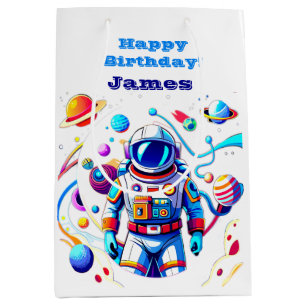 Colorful Astronaut and Univers in Bold Colors Medium Gift Bag