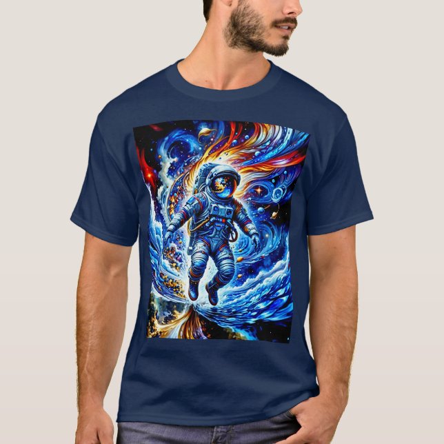 Colorful Astronaut Enjoying Space T-Shirt (Front)