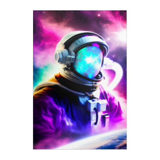 Colorful Astronaut in Outer Space Acrylic wall art