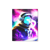 Colorful Astronaut in Outer Space Stretched Canvas