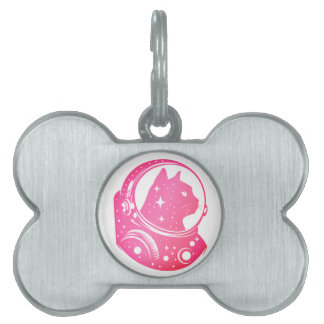 colorful Astronaut Kitty Pet ID Tag