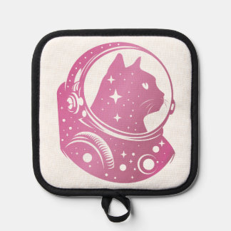 colorful Astronaut Kitty Pot Holder