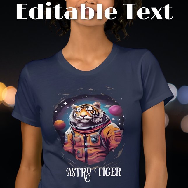 Colorful Astronaut Tiger Editable Text T-Shirt (Creator Uploaded)
