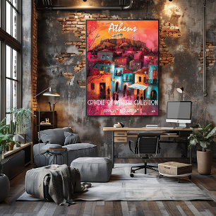 Colorful Athens Art in Contemporary Style Poster