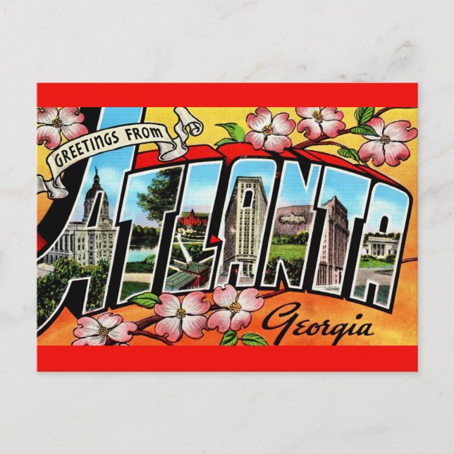 Colorful Atlanta Greetings  Postcard (Front)