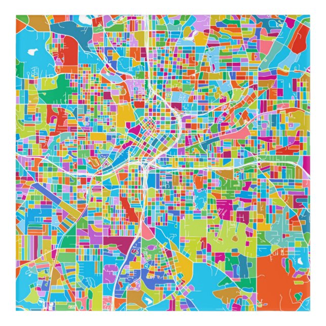 Colorful Atlanta Map Acrylic Print (Front)