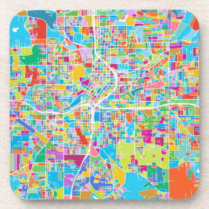 Colorful Atlanta Map Beverage Coaster