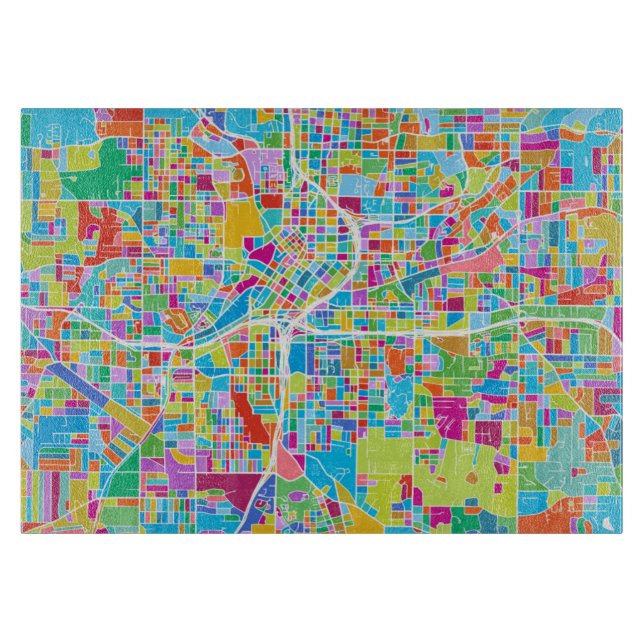 Colorful Atlanta Map Cutting Board (Front)