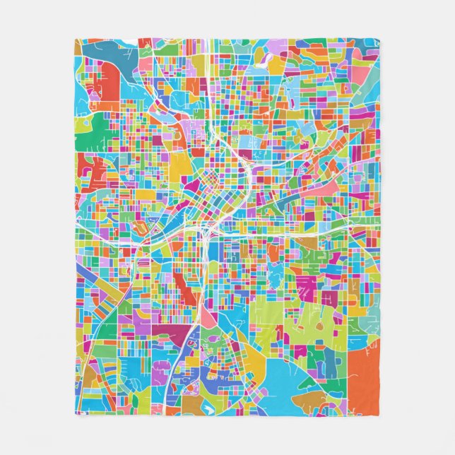 Colorful Atlanta Map Fleece Blanket (Front)