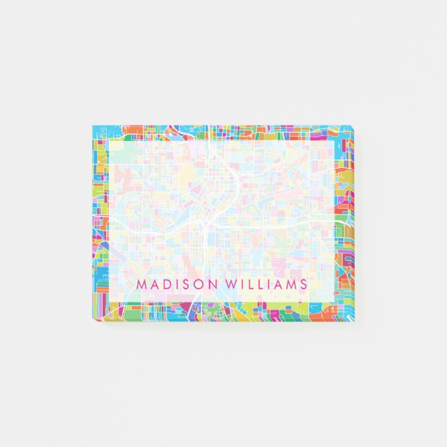 Colorful Atlanta Map Post-it Notes (Front)