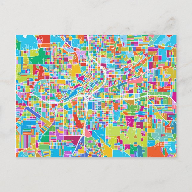 Colorful Atlanta Map Postcard (Front)