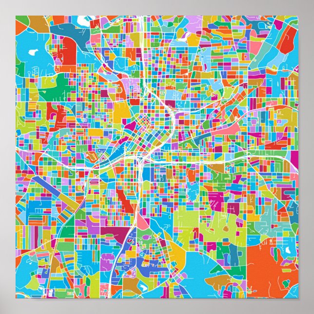 Colorful Atlanta Map Poster (Front)