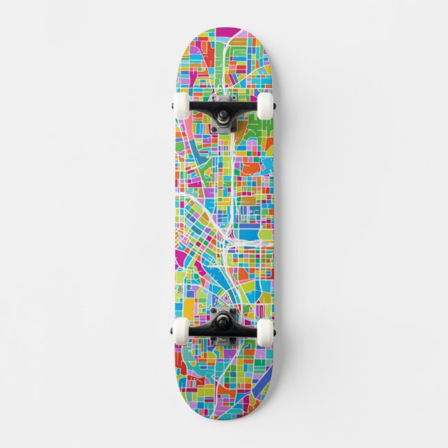 Colorful Atlanta Map Skateboard Deck (Front)