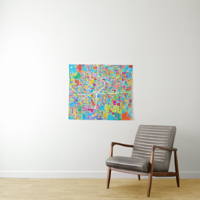 Colorful Atlanta Map Tapestry (In Situ (Horizontal))