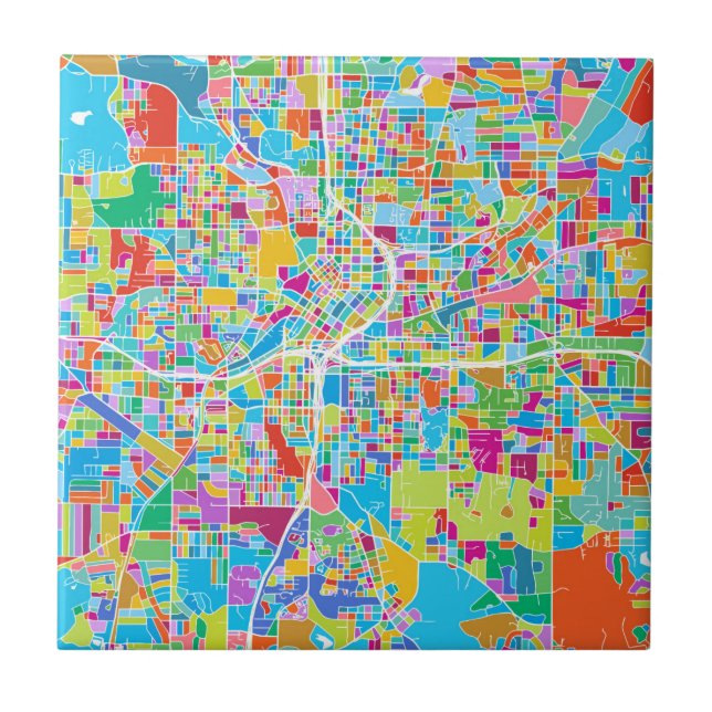 Colorful Atlanta Map Tile (Front)