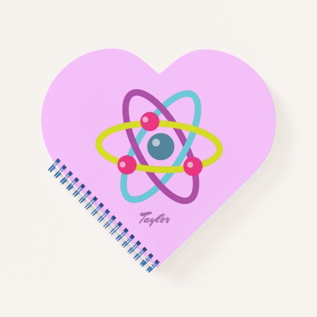 Colorful Atom Lavender Background Notebook (Front)